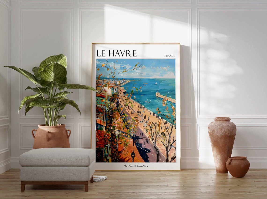 Le Havre France Waterfront Promenade Impressionist Travel Poster - Image 3