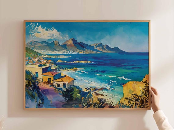 Cape Town Poster South Africa Travel Print African Wall Art Table Mountain Decor Safari Home