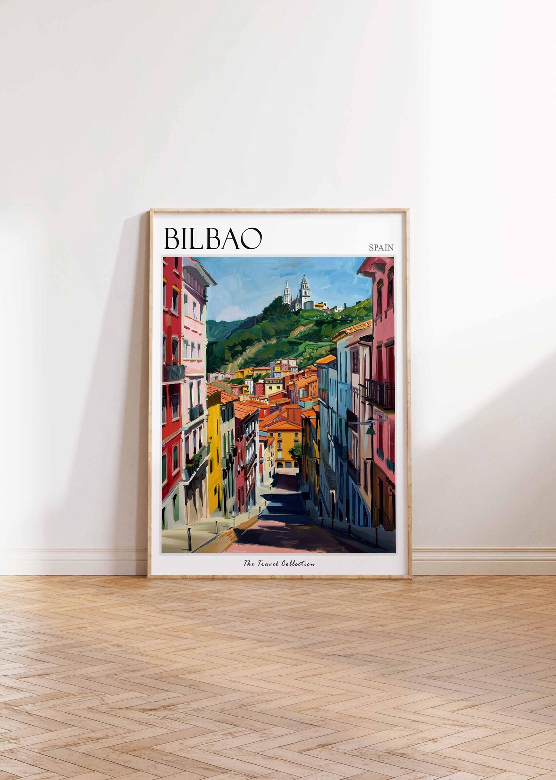 Bilbao Spain Steep Colorful Street Painted Old Town Travel Poster - Image 2