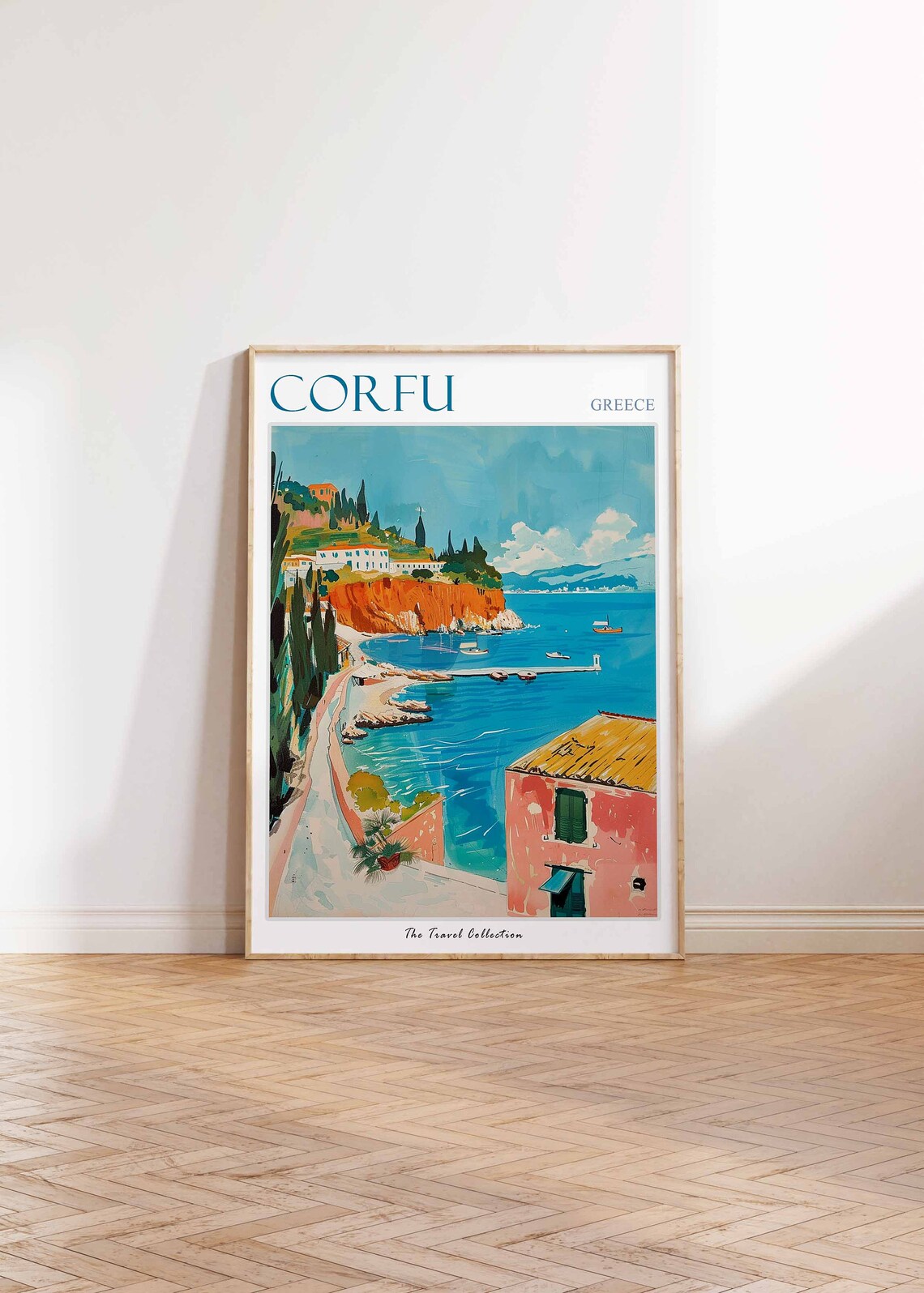 Corfu Greece Travel Poster Vintage Coastal Bay And Turquoise Waters - Image 2
