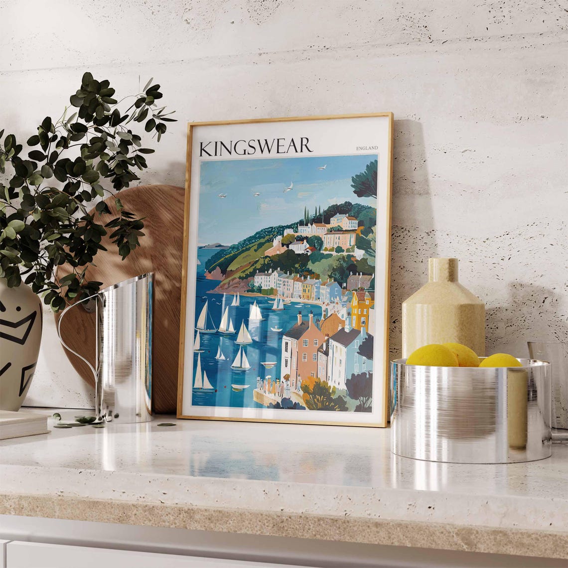 Kingswear Poster English Riviera Poster Uk Travel Poster Coastal Wall Art British Decor Kingswear Travel Print Kingswear Wall Decor - Image 2