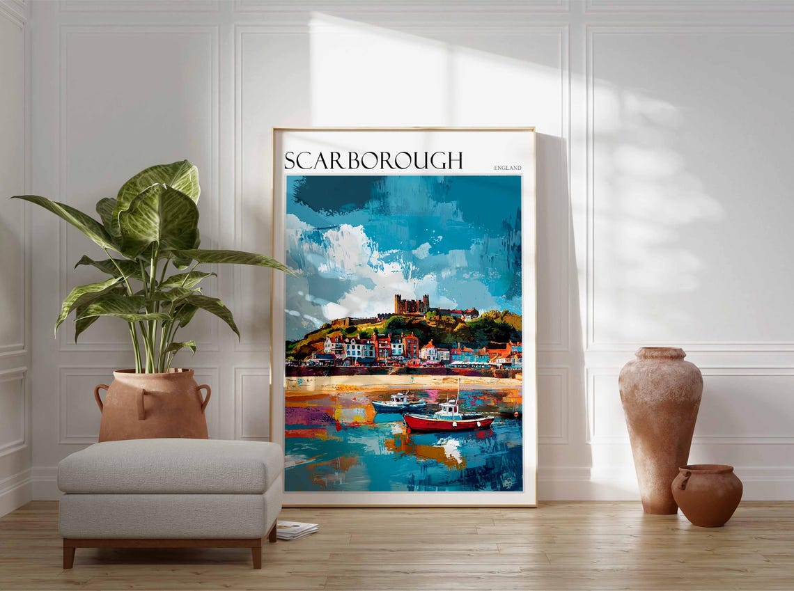 Scarborough Poster Uk Travel Poster Coastal Wall Art British Decor Uk Home Decor Scarborough Travel Decor Scarborough Wall Art Uk Art - Image 2
