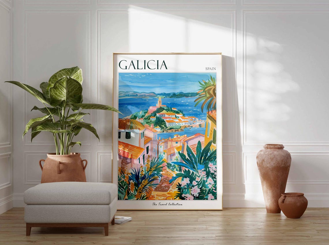 Galicia Poster Spain Travel Print Spanish Decor Europe Travel Poster European Wall Art Sea Print Galicia Gift Galicia Travel Poster - Image 3