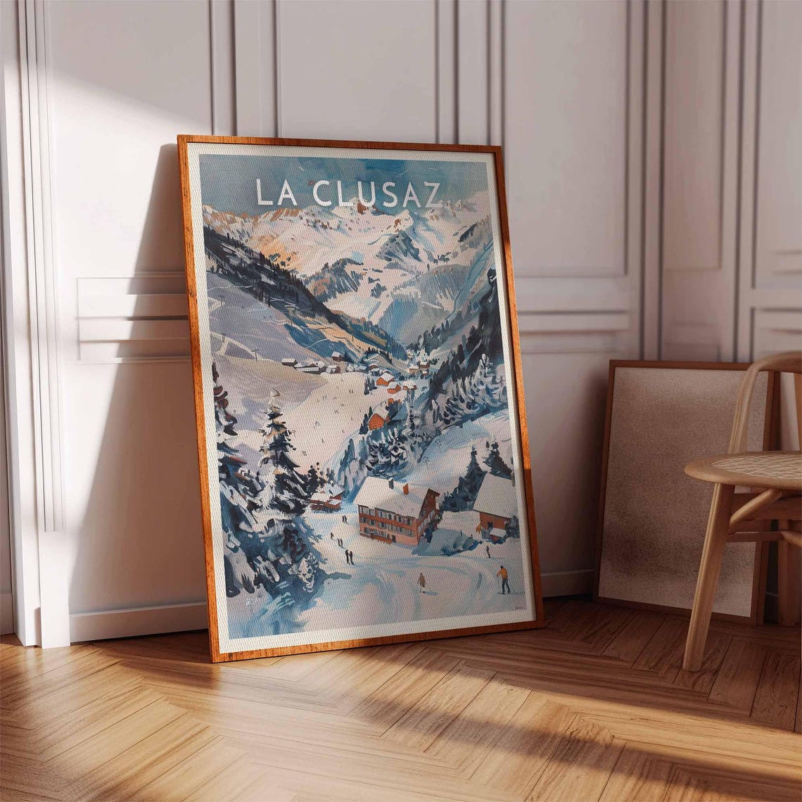 Skiing Travel Poster La Clusaz Ski Print France Travel Print Skiing Art Skiing Print Winter Sport Art Ski Gift - Image 2