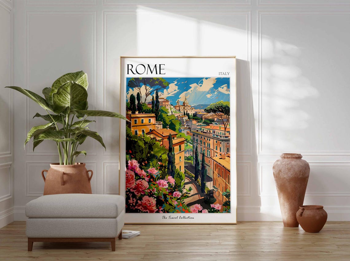 Rome Poster Italian Travel Print Rome Travel Art Rome Wall Art Italian Travel Rome Home Decor Rome Travel Gift - Image 2
