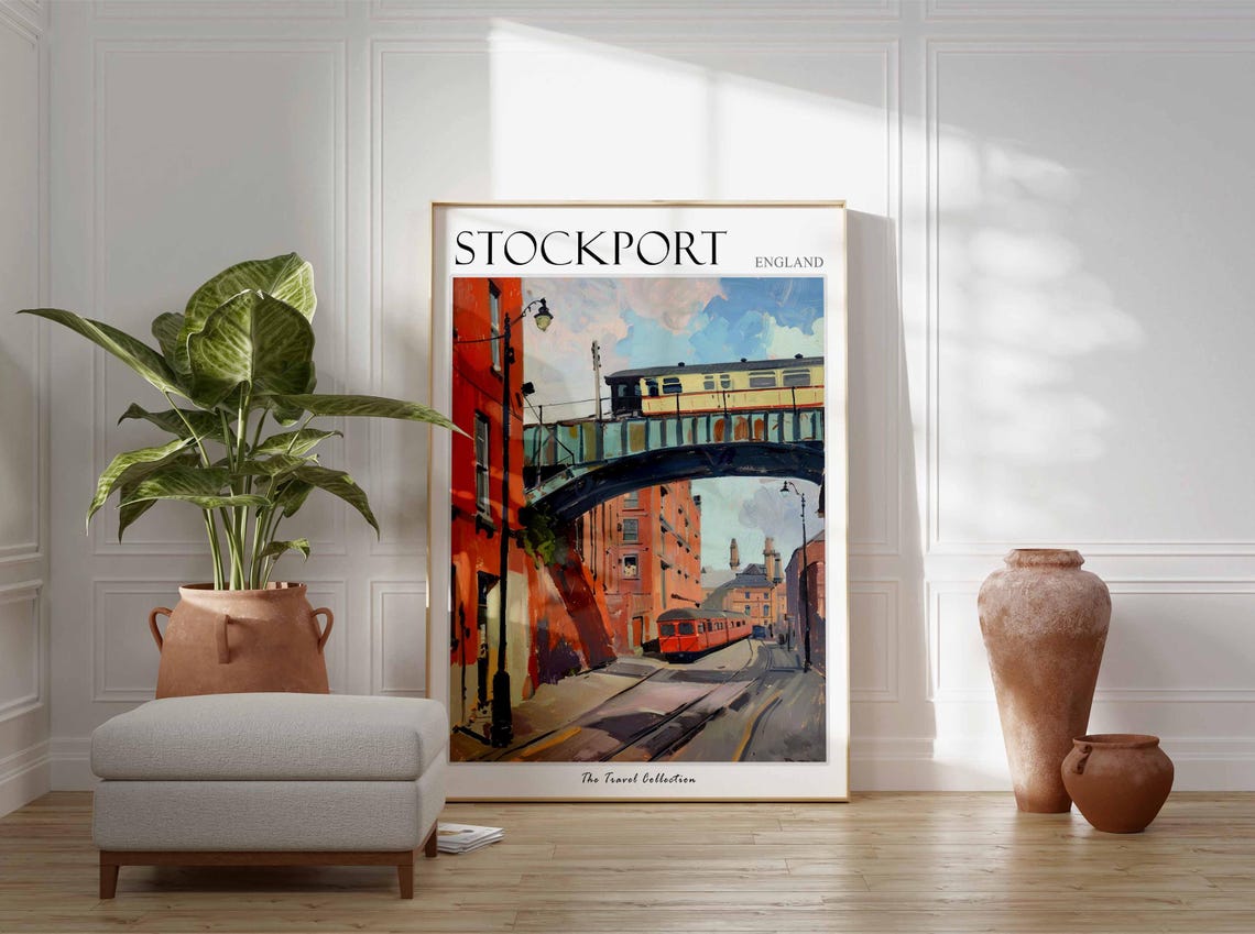 Stockport Poster England Travel Print British Decor United Kingdom Travel Poster Stockport Gift Stockport Travel Poster - Image 2