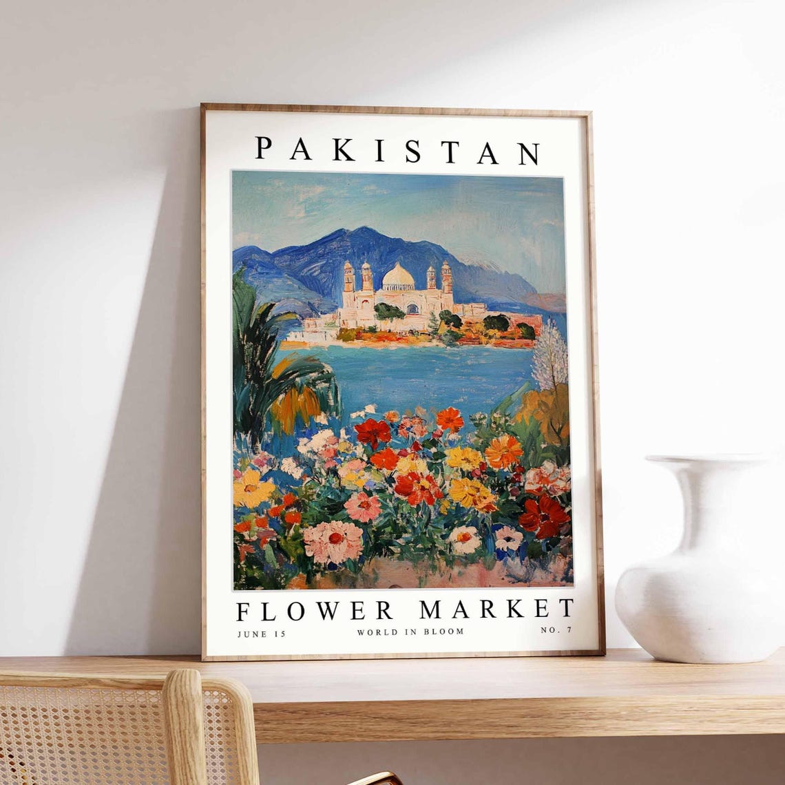 Pakistan Flower Market Poster Pakistanprint Pakistani Floral Wall Art Pakistanfloral Decor Botanical Asia Travel
