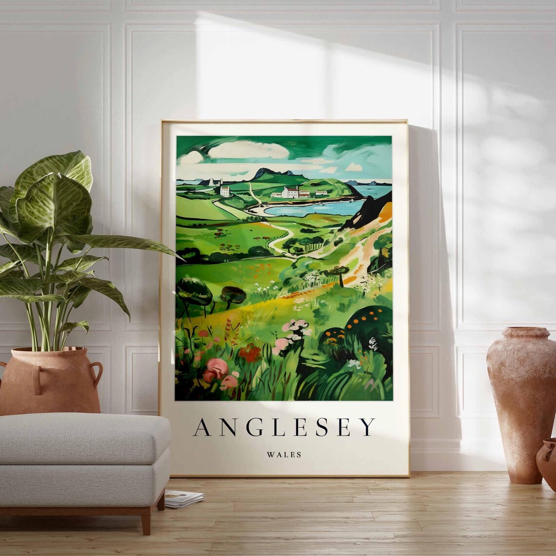 Anglesey Travel Poster, North Wales Coastal Landscape