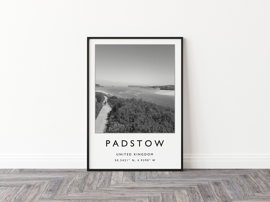 Padstow United Kingdom Coastal Path Bay Black White Photo Poster - Image 2