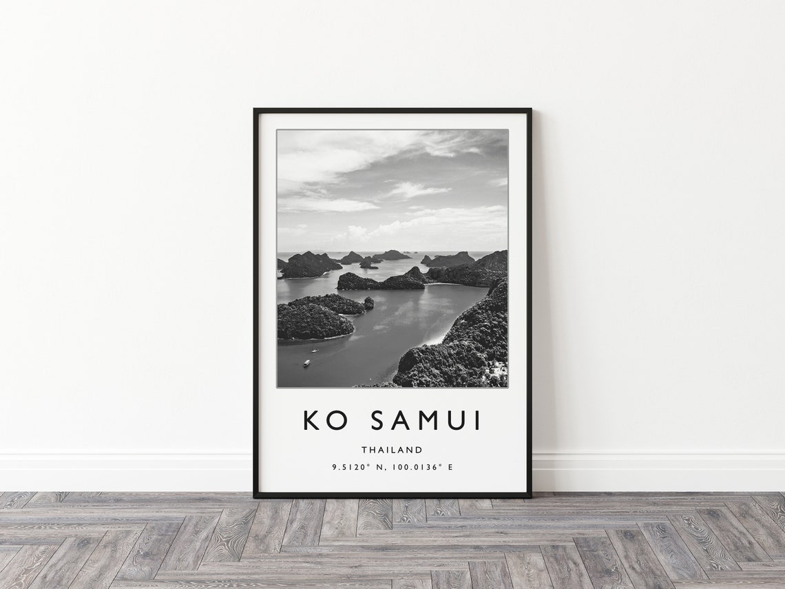 Ko Samui Travel Print Ko Samui Travel Poster Thailand Travel Print Beach Travel Poster Sea Travel Art Black And White Travel Gift - Image 2