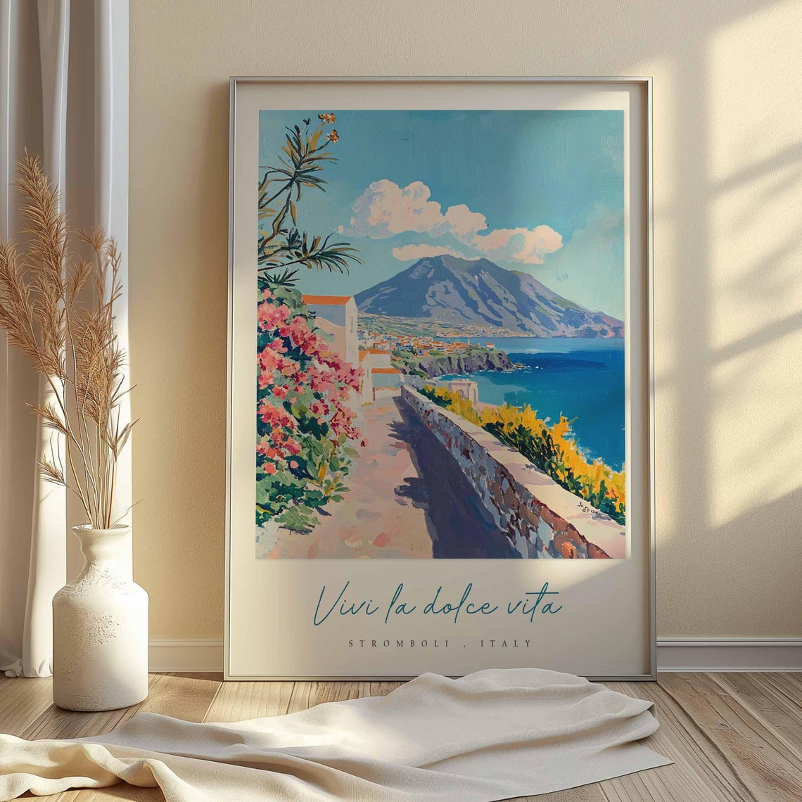 Stromboli Poster Italian Travel Print Stromboli Travel Art Stromboli Wall Art Italy Art Italy Travel Decor Italian Travel Gift - Image 2