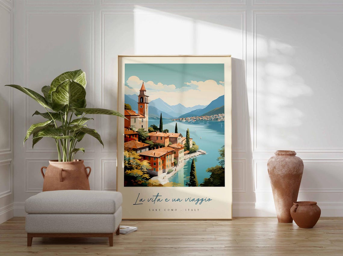 Lake Como Poster Italian Travel Print Lake Como Travel Art Lake Como Wall Art Italy Art Italy Travel Decor Italian Travel Gift - Image 3