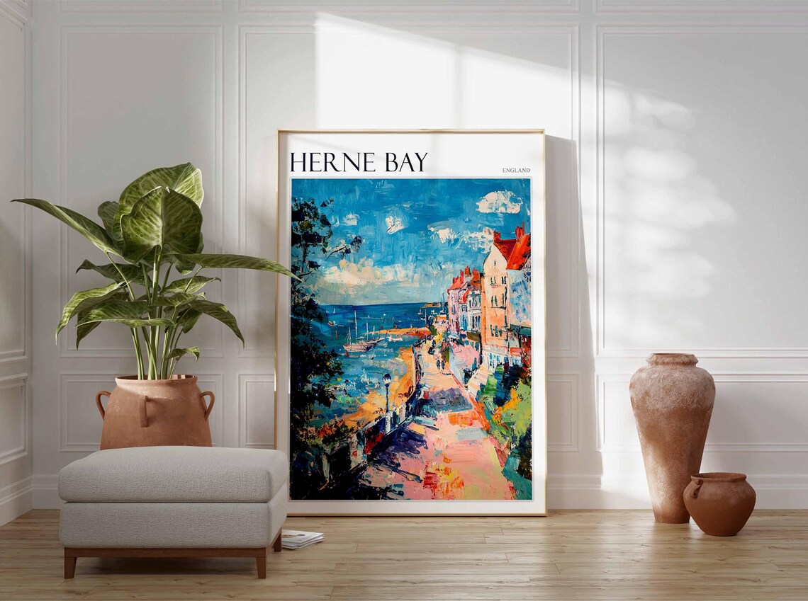 Herne Bay England Promenade Red Roof Town Sailing Boats Poster - Image 3