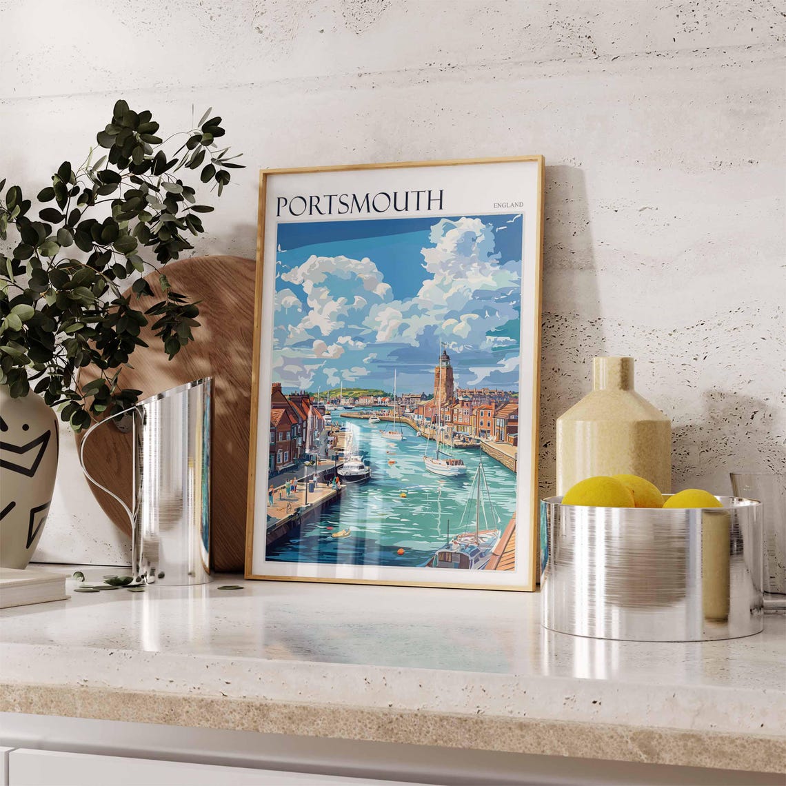 Portsmouth Poster Uk Travel Poster Coastal Wall Art British Decor Uk Home Decor Portsmouth Wall Art Portsmouth Travel Print Uk Print - Image 3