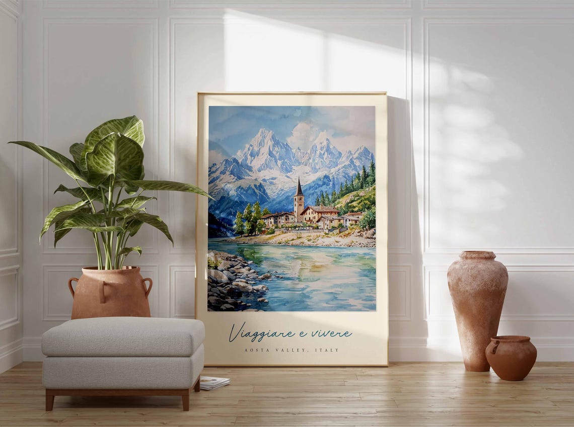 Aosta Valley Poster Aosta Valley Travel Print Aosta Valley Travel Art Aosta Valley Wall Art Italy Art Italy Travel Decor Travel Gift - Image 3
