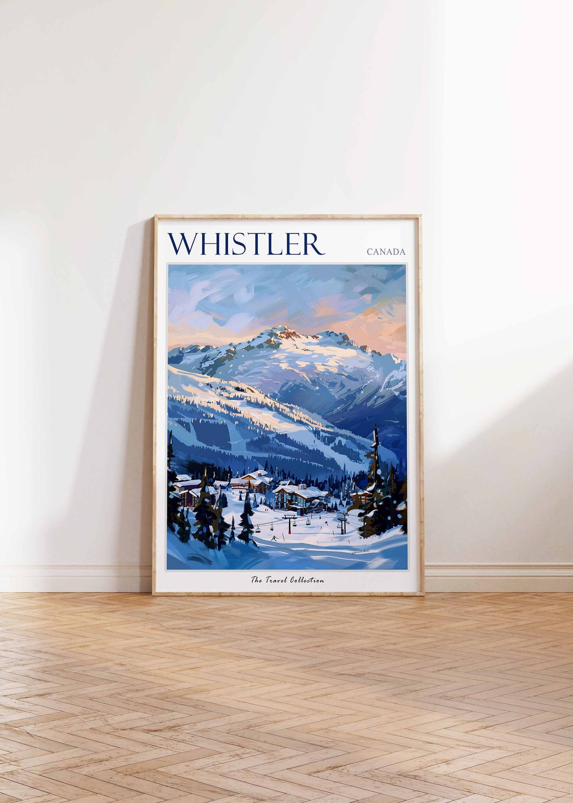 Whistler Canada Snowy Mountain Ski Resort Sunset Village Poster - Image 2
