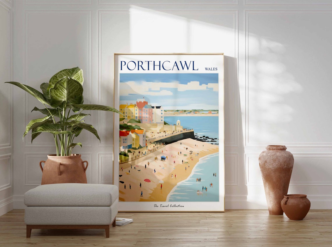 Porthcawl Poster Porthcawl Travel Print Wales Travel Poster Welsh Decor Tropical Decor Porthcawl Gift Porthcawl Travel Poster - Image 3