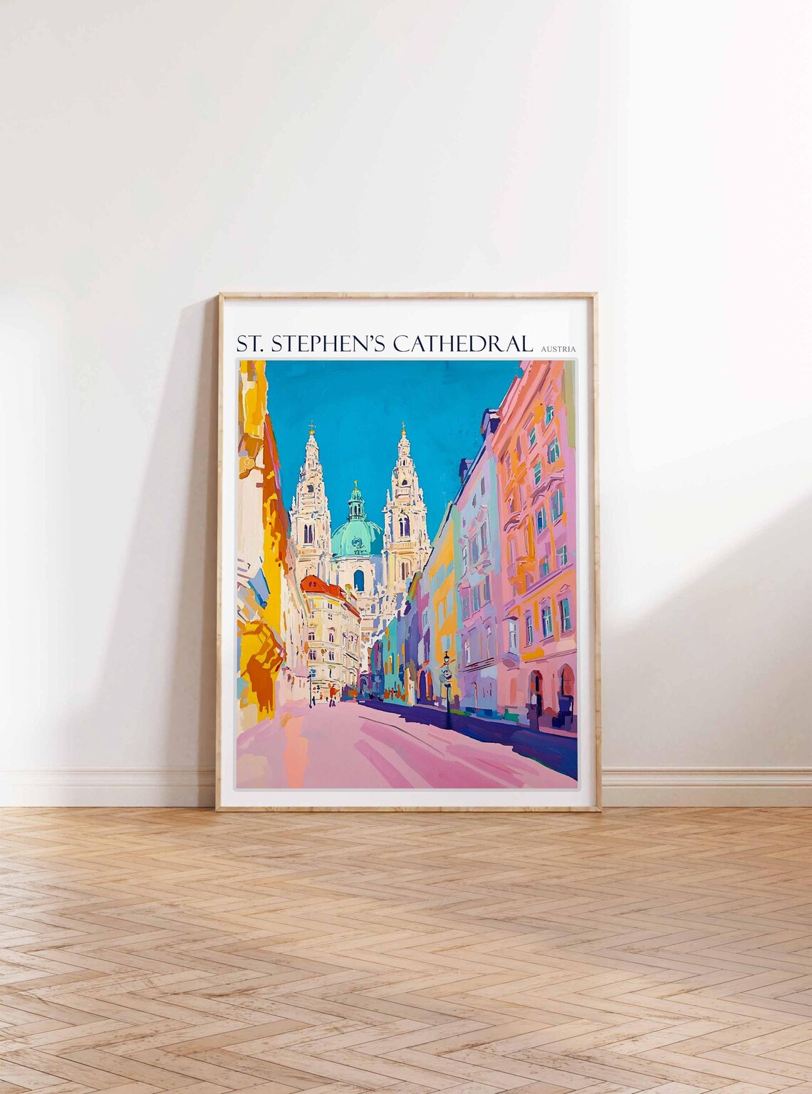 St. Stephen's Cathedral Pastel Pink Street Towers Travel Poster - Image 2