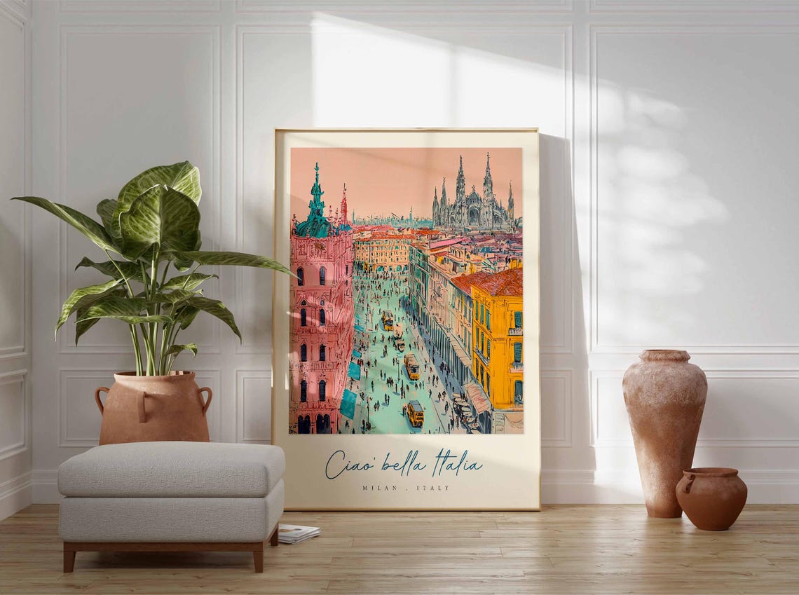 Milan Poster Italian Travel Print Milan Travel Art Milan Wall Art Italy Art Italy Travel Decor Italian Travel Gift - Image 3