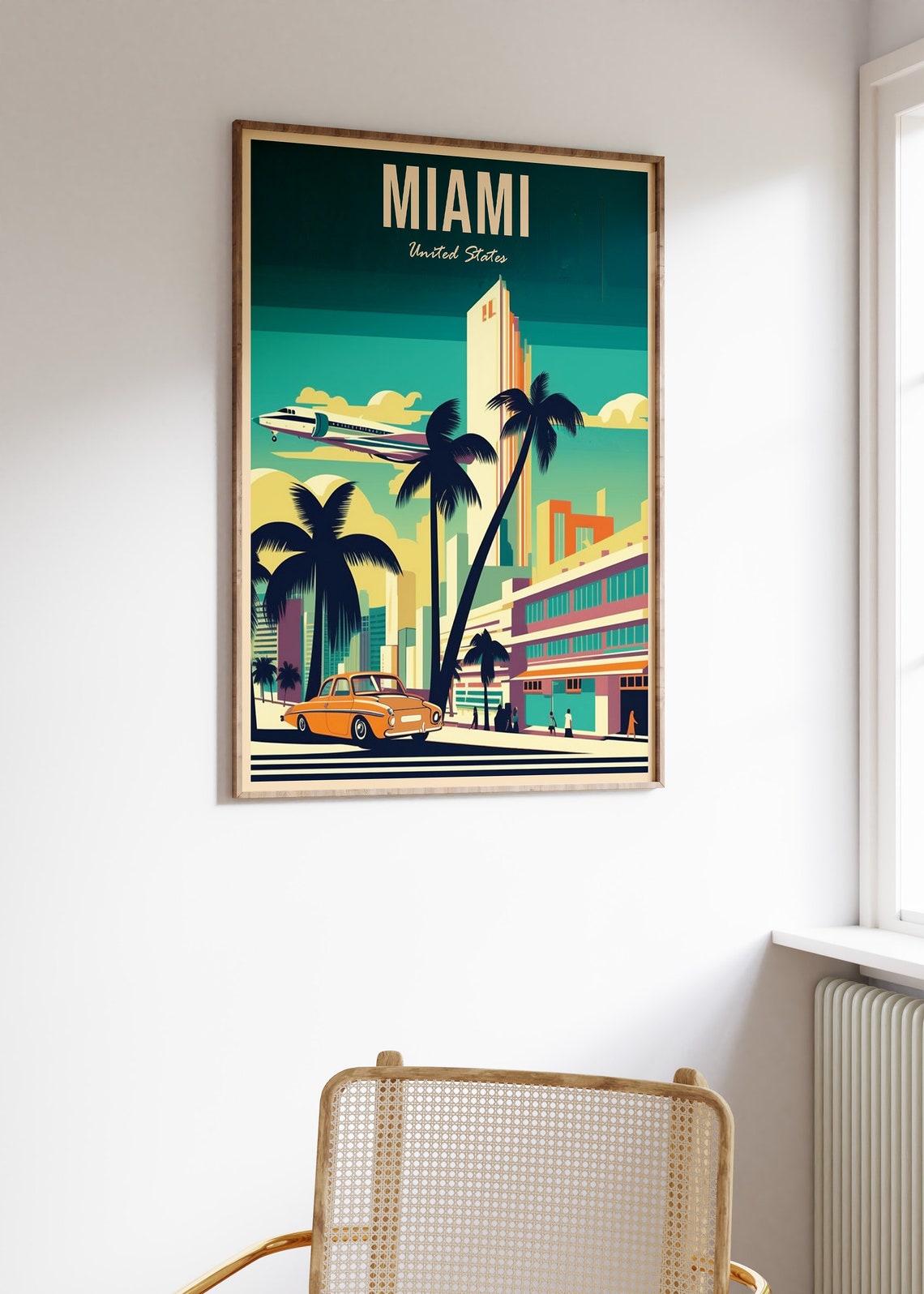 Miami Travel Print Miami Travel Poster Usa Travel Wall Art Colourful Travel Art Vintage Travel Travel Gift A1a2a3a4 - Image 2