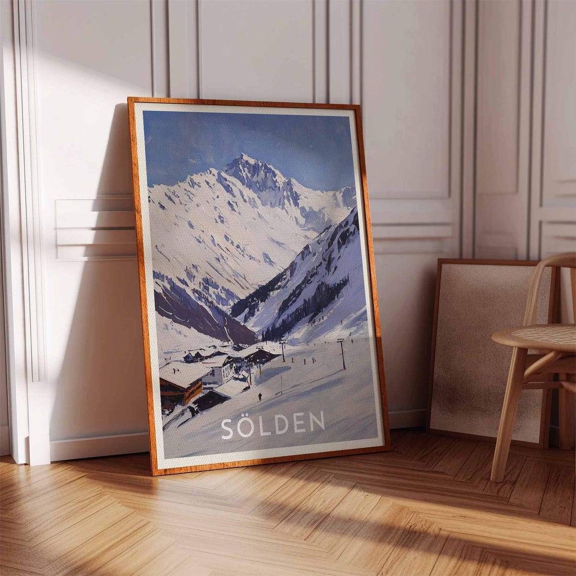 Sölden Austria Minimalist Impasto Snowfield Serene Peaks Poster - Image 3