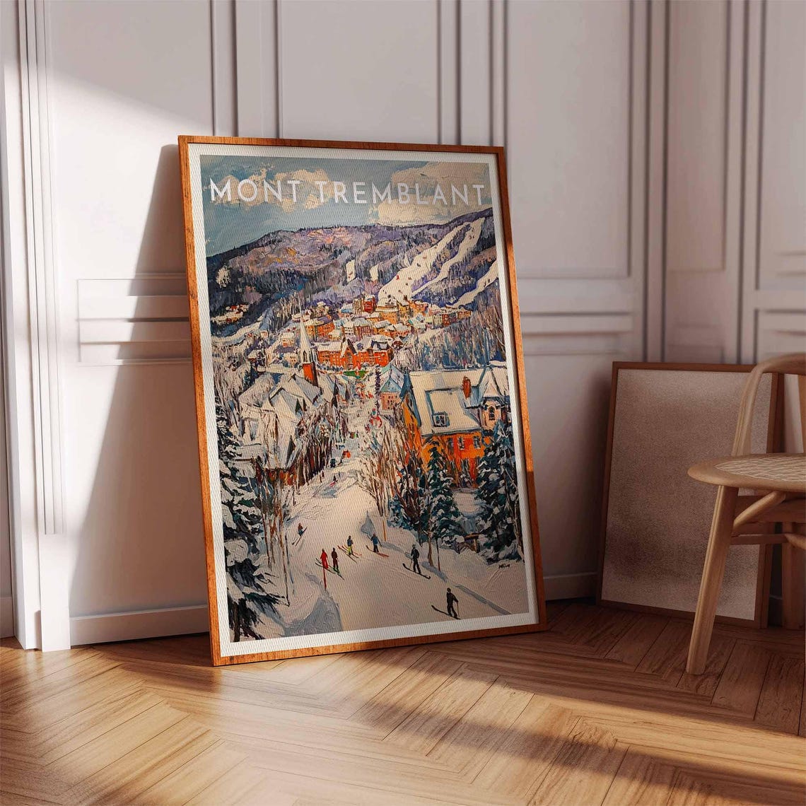 Mont Tremblant Canada Retro Village Street Skiers Mountain Poster - Image 3