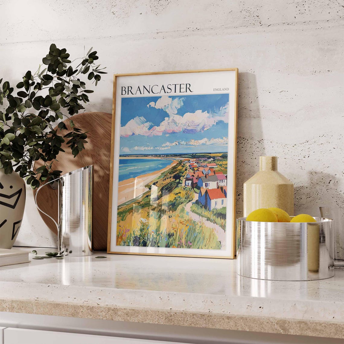 Brancaster England Golden Beach Sweeping Bay and Dune Grasses Poster - Image 2