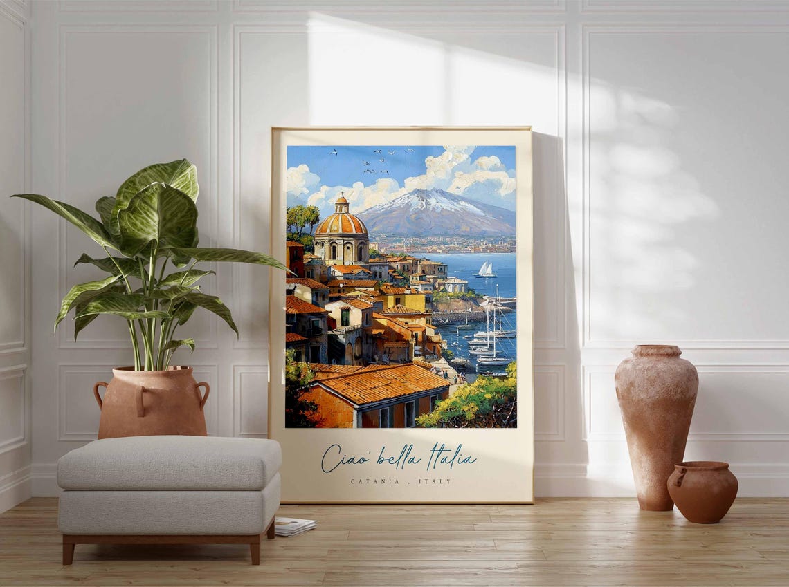 Catania Poster Catania Travel Print Catania Travel Art Catania Wall Art Italy Art Italy Travel Decor Italian Travel Gift - Image 3