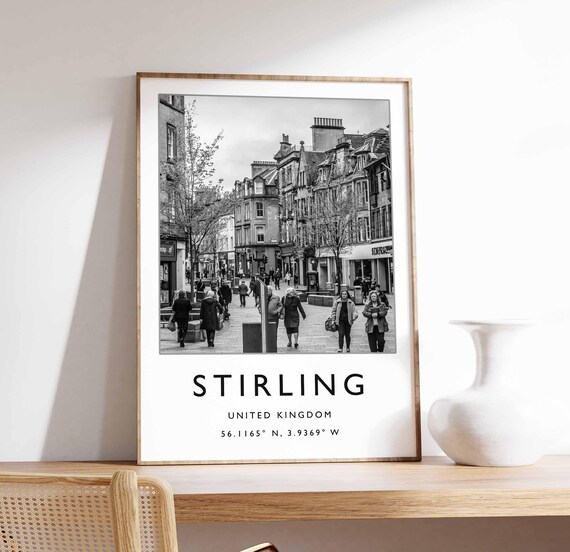 Stirling United Kingdom Historic Street Black and White Print