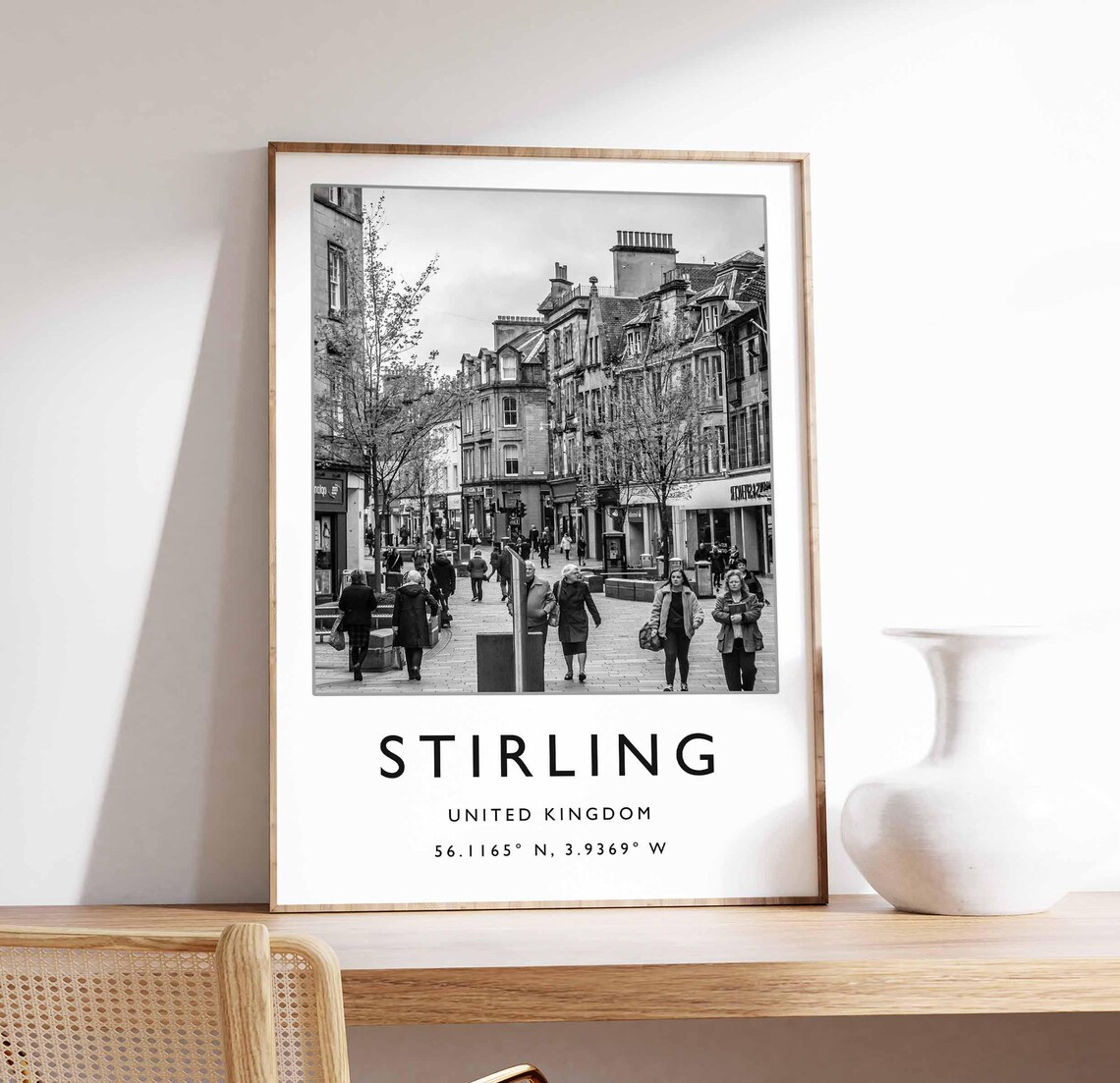 Stirling United Kingdom Historic Street Black and White Print
