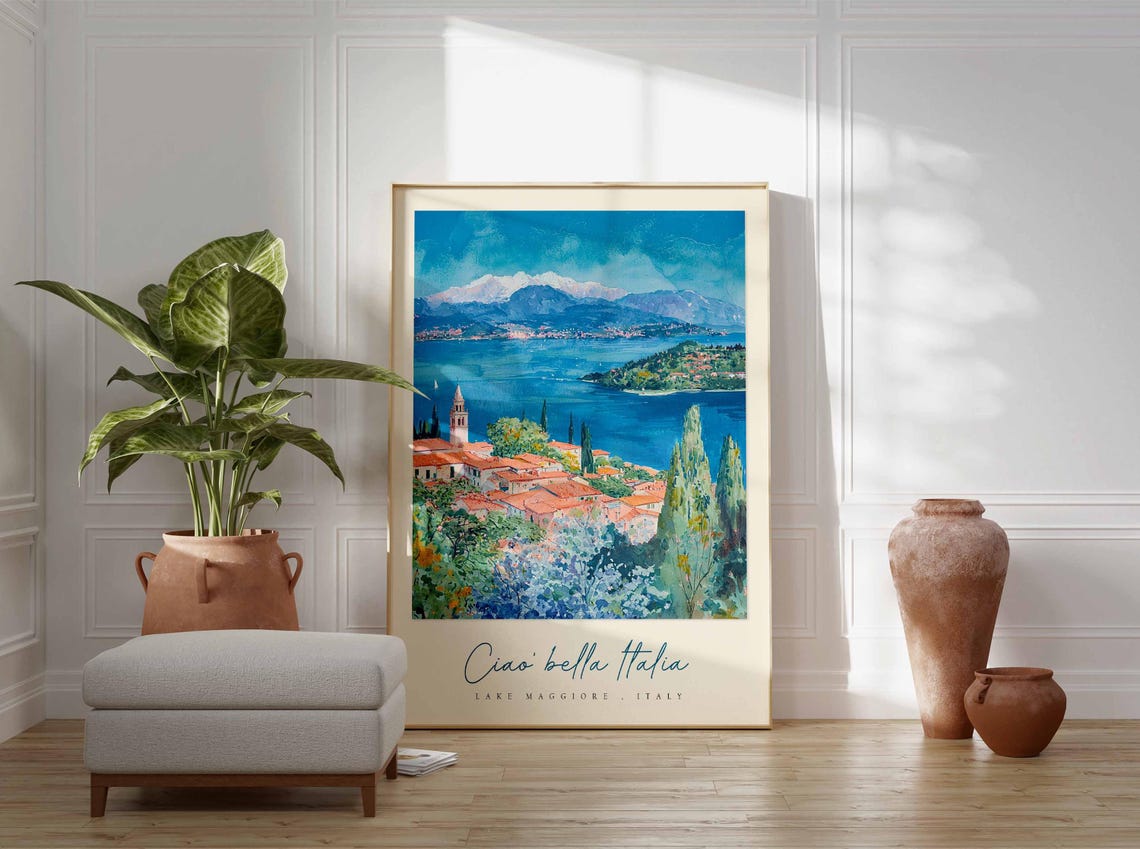 Lake Maggiore Poster Italian Travel Print Lake Maggiore Travel Art Lake Maggiore Wall Art Italy Art Italy Travel Decor Travel Gift - Image 3