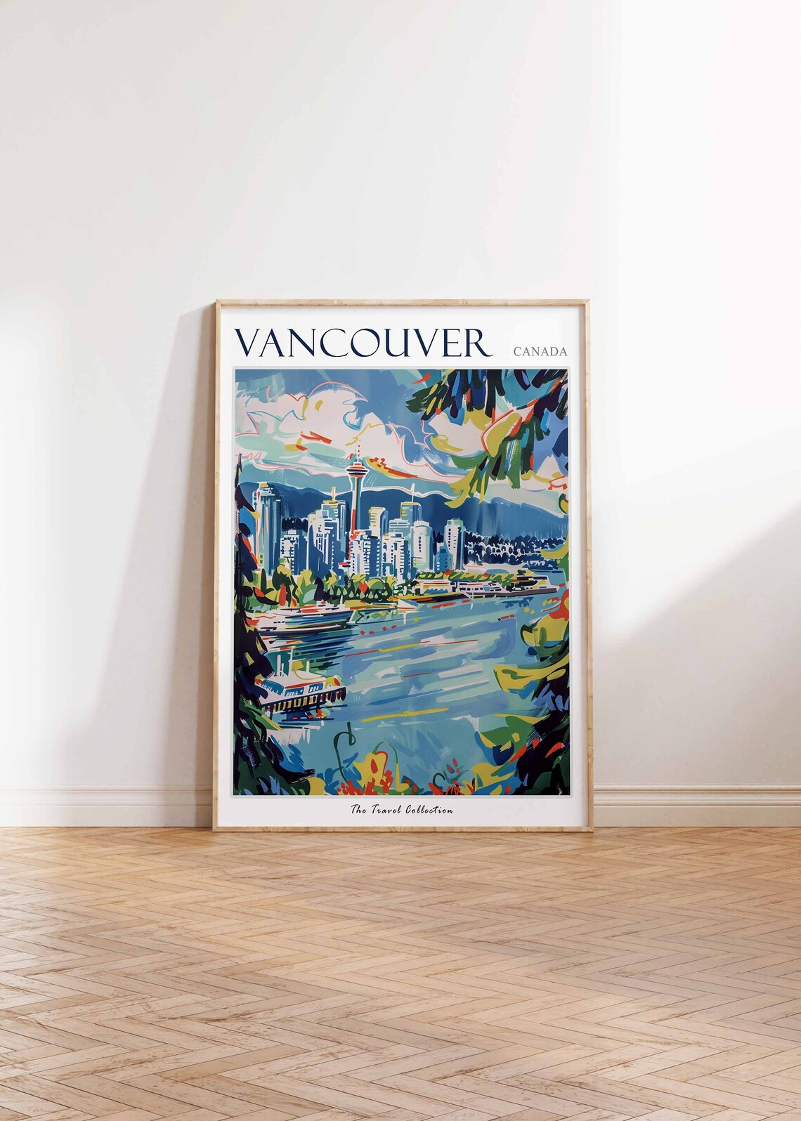 Vancouver Canada City Skyline Harbour Boats Waterfront View Poster - Image 2