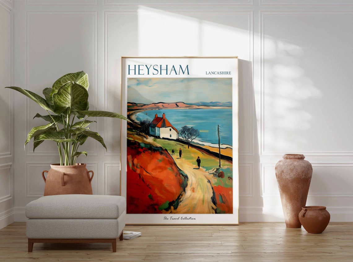 Heysham Lancashire Coastal Cottage Cliff Path Bay View Poster - Image 3