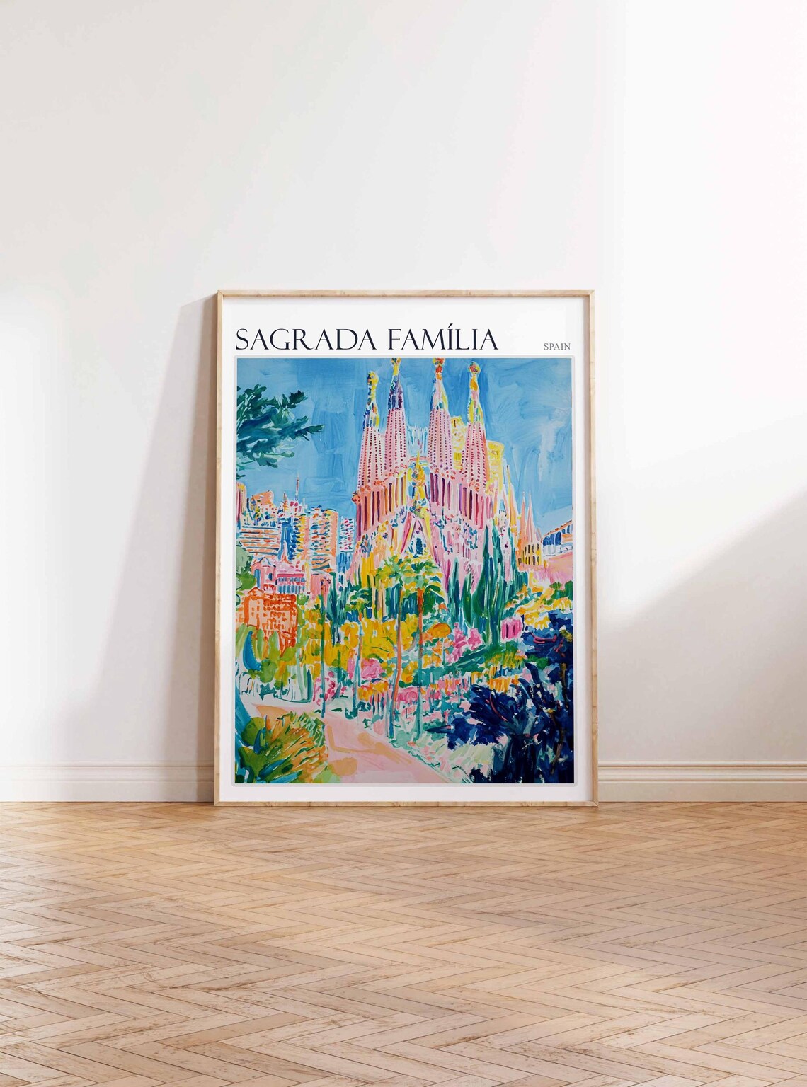 Sagrada Familia Spain Barcelona Cathedral Fauvist Art Poster - Image 2