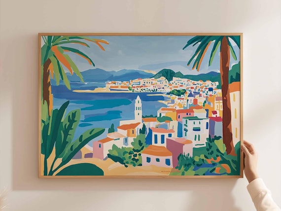 Algiers Algeria Harbor Town Bay View Colorful Painting Art Print