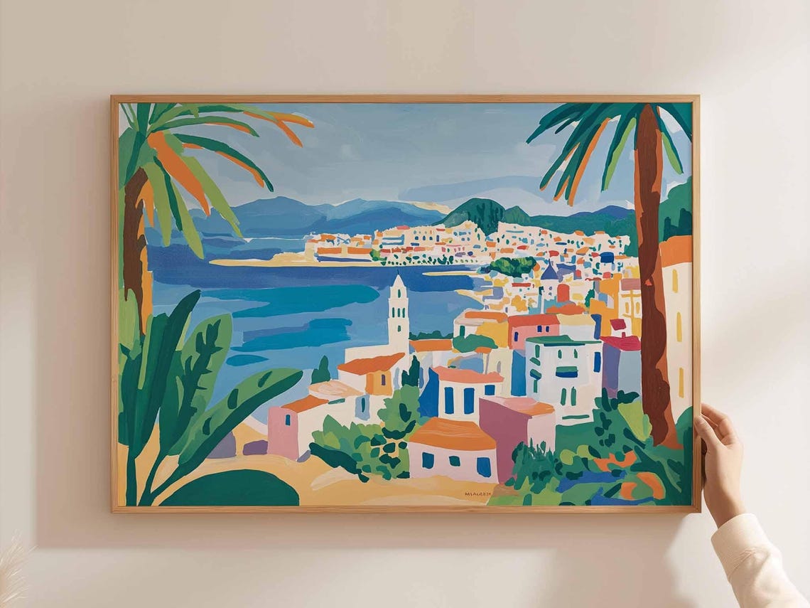 Algiers Algeria Harbor Town Bay View Colorful Painting Art Print