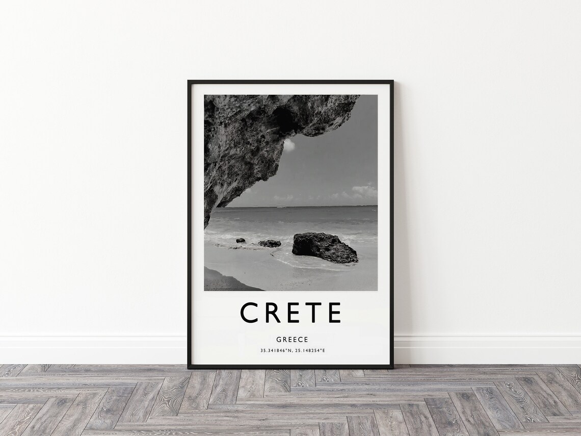 Crete Travel Poster, Greece Black-and-White View - Image 2