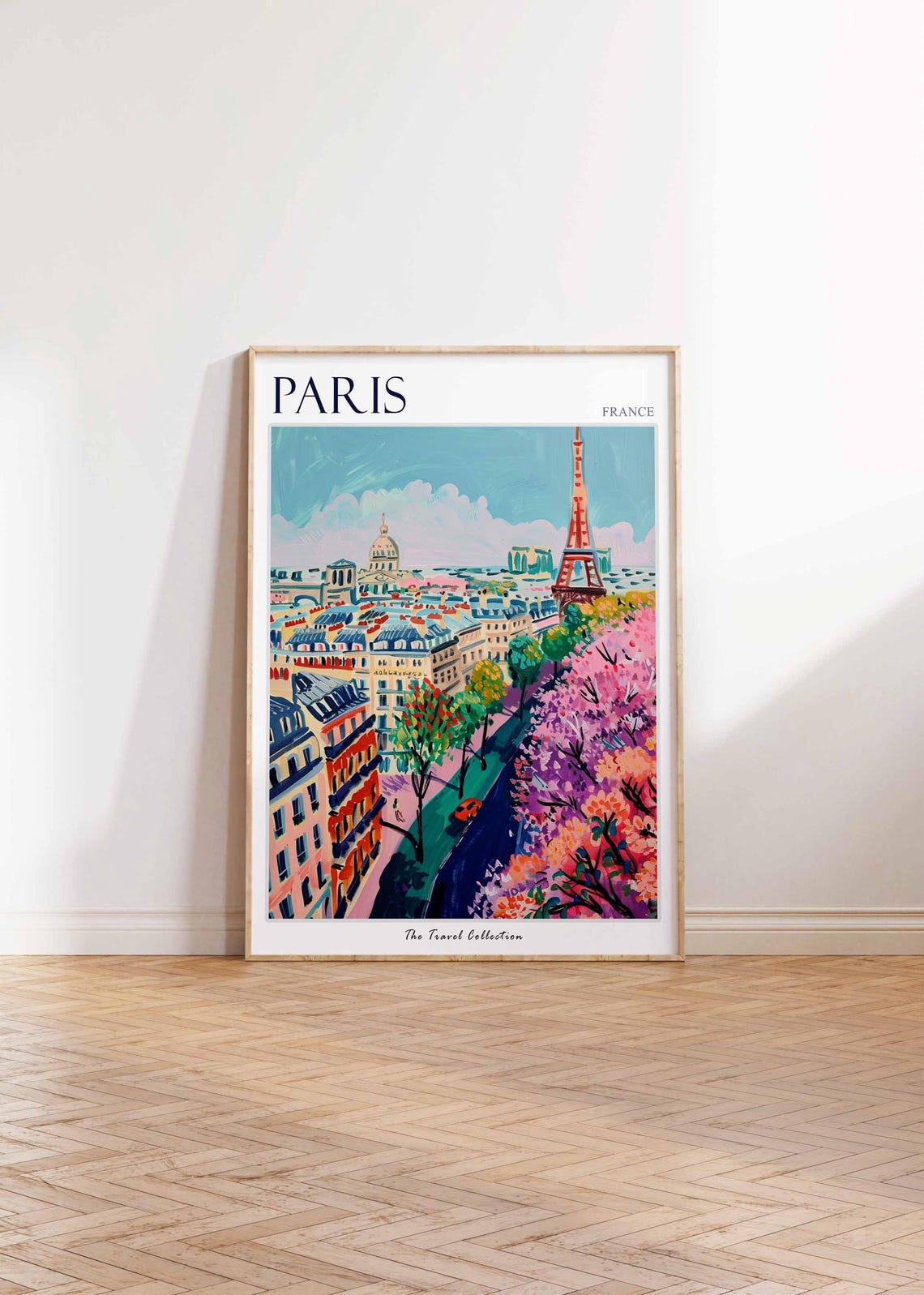 Paris France Eiffel Tower Spring Blossom Trees City View Poster - Image 2