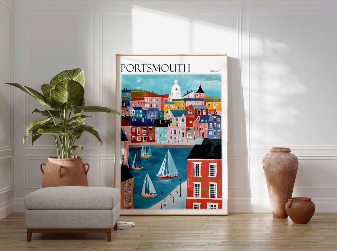 Portsmouth Poster Uk Travel Poster Coastal Wall Art British Decor Uk Home Decor Portsmouth Wall Art Portsmouth Travel Print Uk Print - Image 4