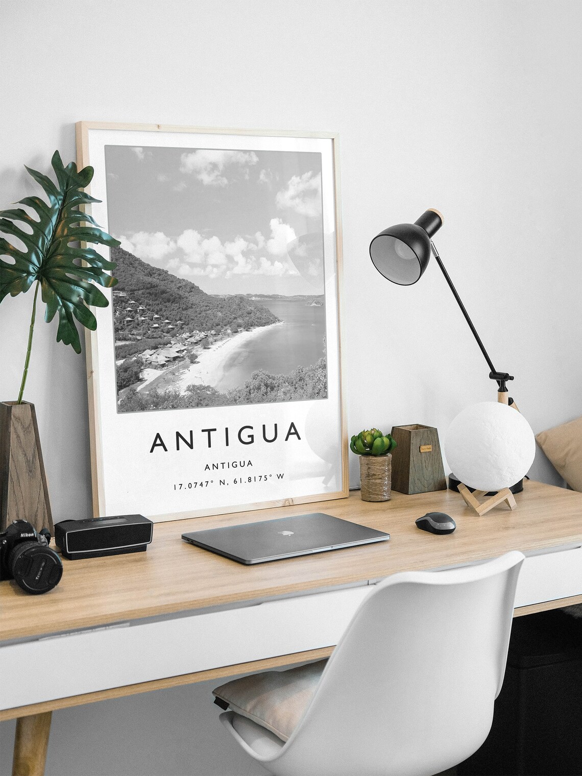 Antigua Travel Poster, Black And White Caribbean - Image 3