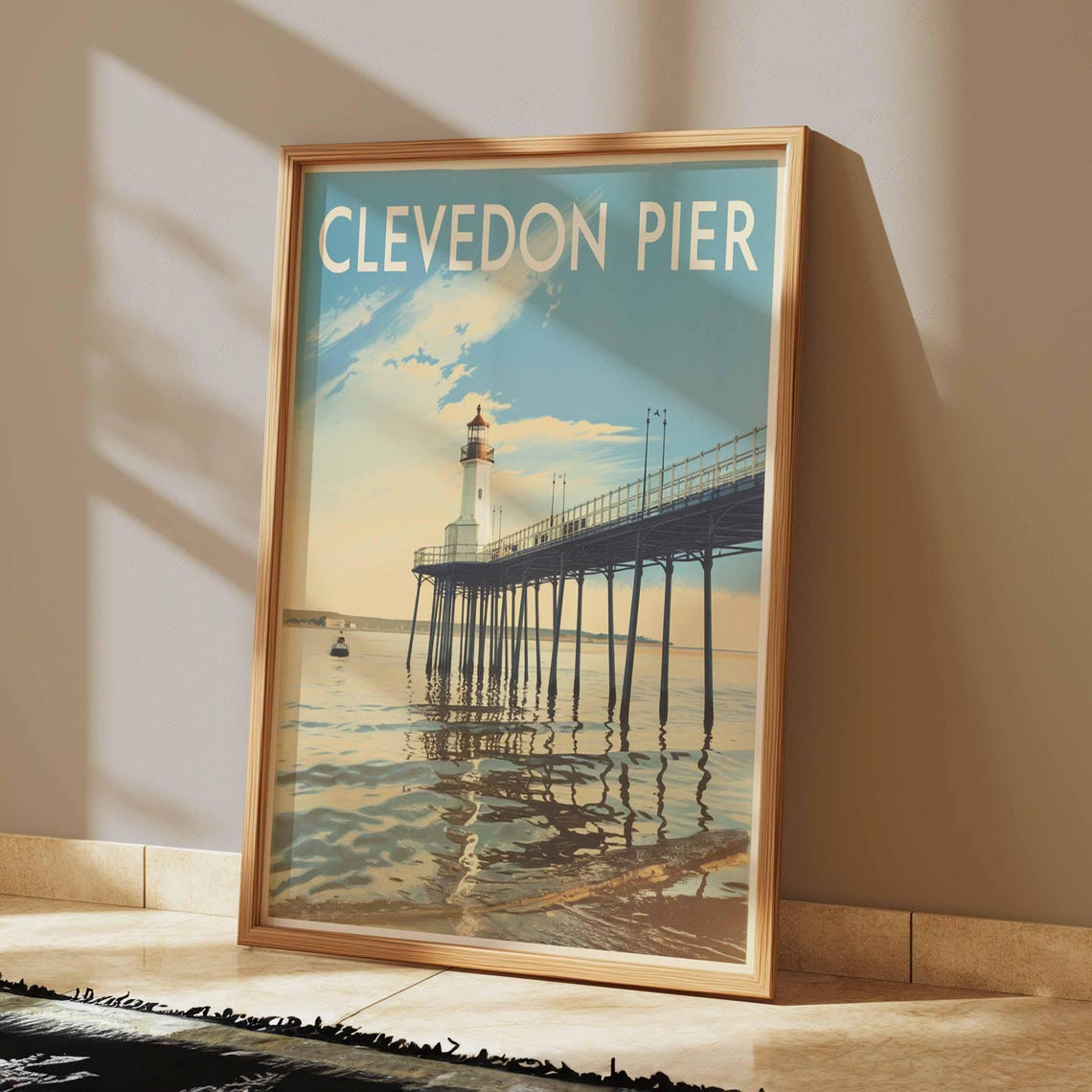 Clevedon Pier Vintage Photographic Sunset Reflection Art Poster - Image 2