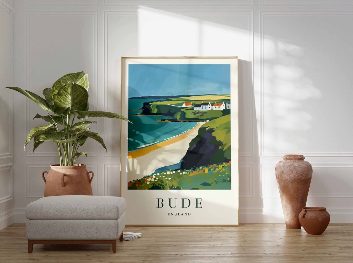 Bude England Beautiful Coastal Cove Scene Vintage Travel Poster - Image 3