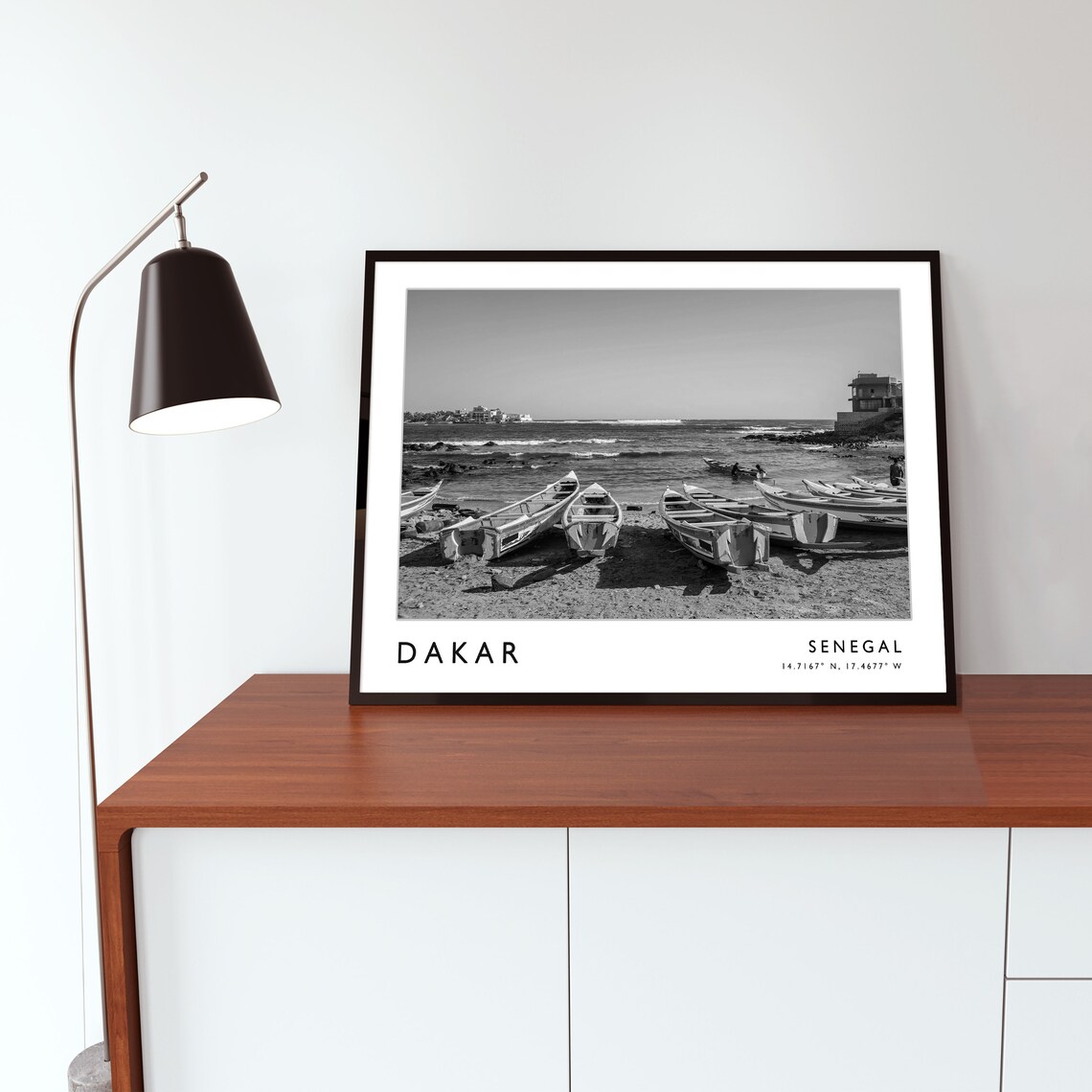 Dakar Senegal Black and White Fishing Boats Beach Photo Poster - Image 3