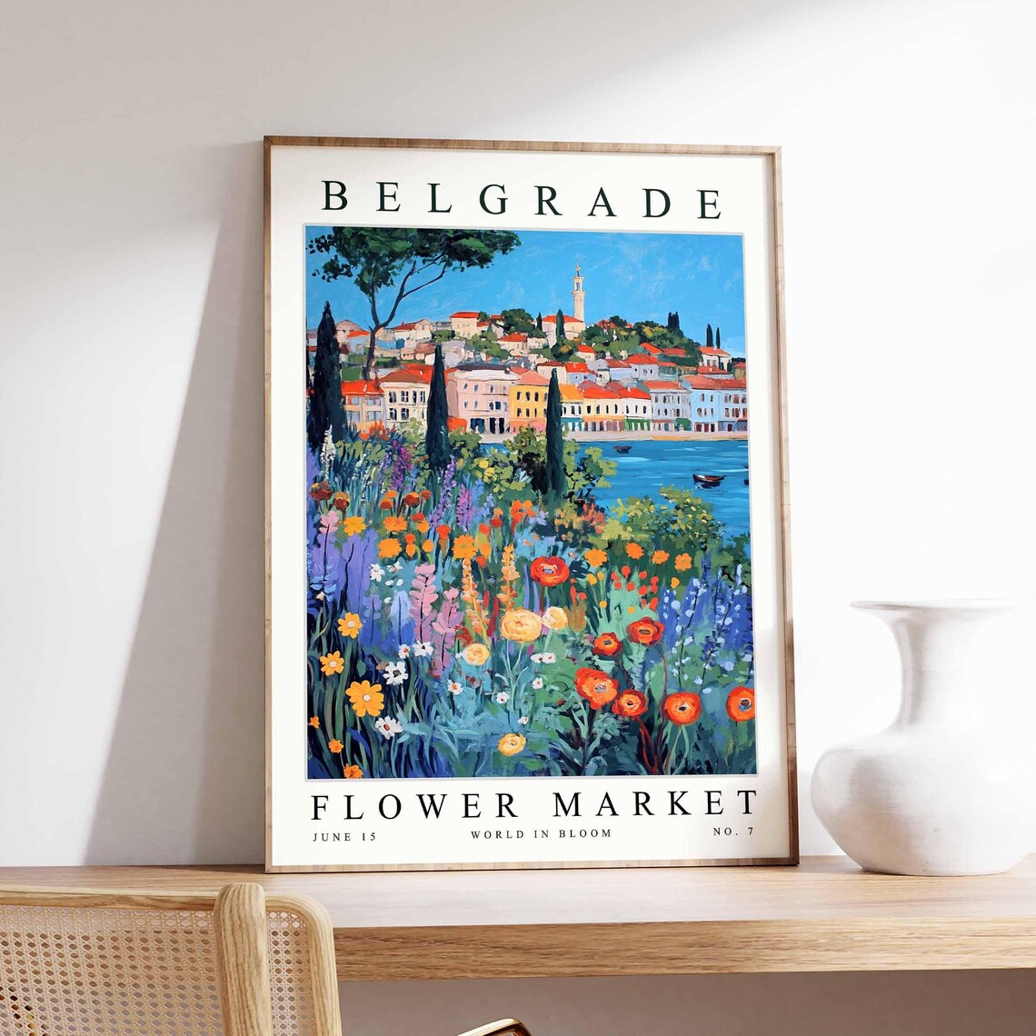 Belgrade Flower Market Wildflower Meadow Poppies Town Poster No 7 Art