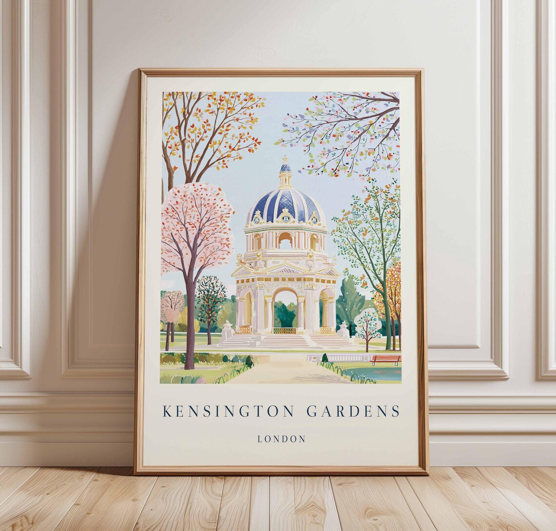 Kensington Gardens London Domed Pavilion Spring Blooms Travel Poster