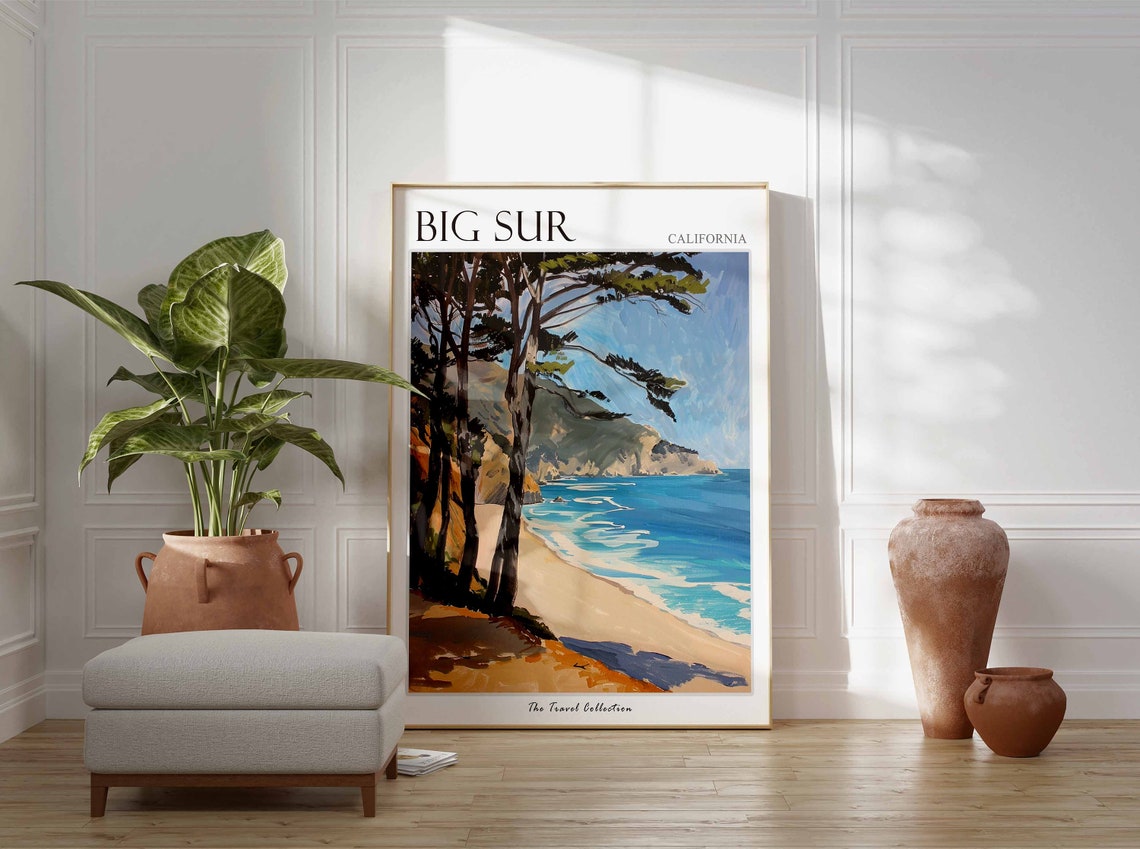 Big Sur Poster California Travel Print Californian Decor North America Travel Poster Big Sur Wall Art Sea Print Big Sur Travel Poster - Image 3