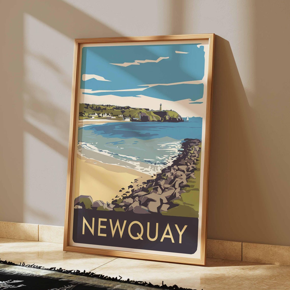 Newquay Print Coastal Travel Poster Cornwall Travel Print Coastal Wall Art Seaside Art Coastal Gift Uk Coast Art Uk Travel Poster - Image 2