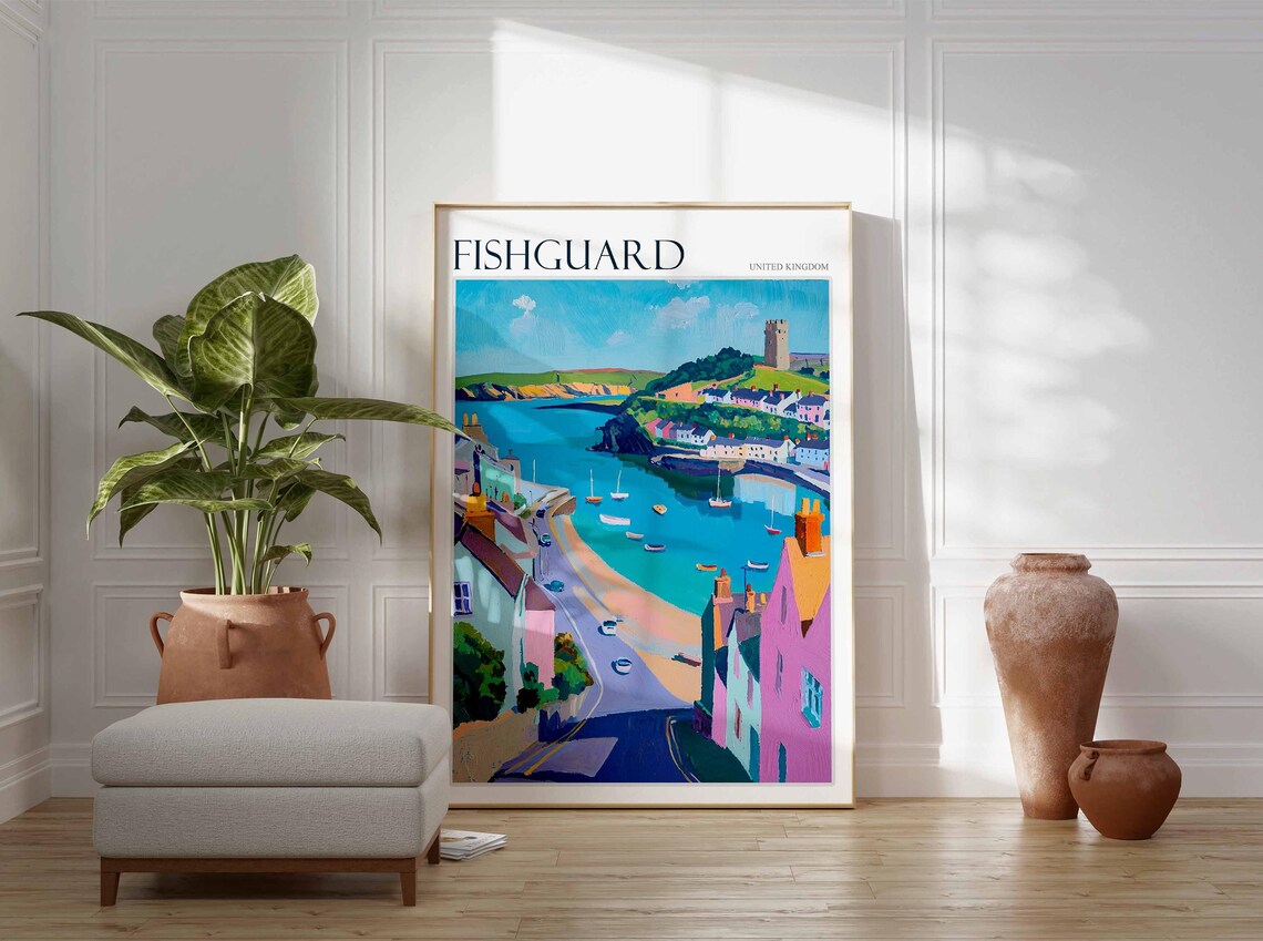 Fishguard Poster Wales Travel Poster Coastal Wall Art Welsh Decor Uk Travel Poster Welsh Landscape Uk Travel Prints Seaside Towns - Image 3