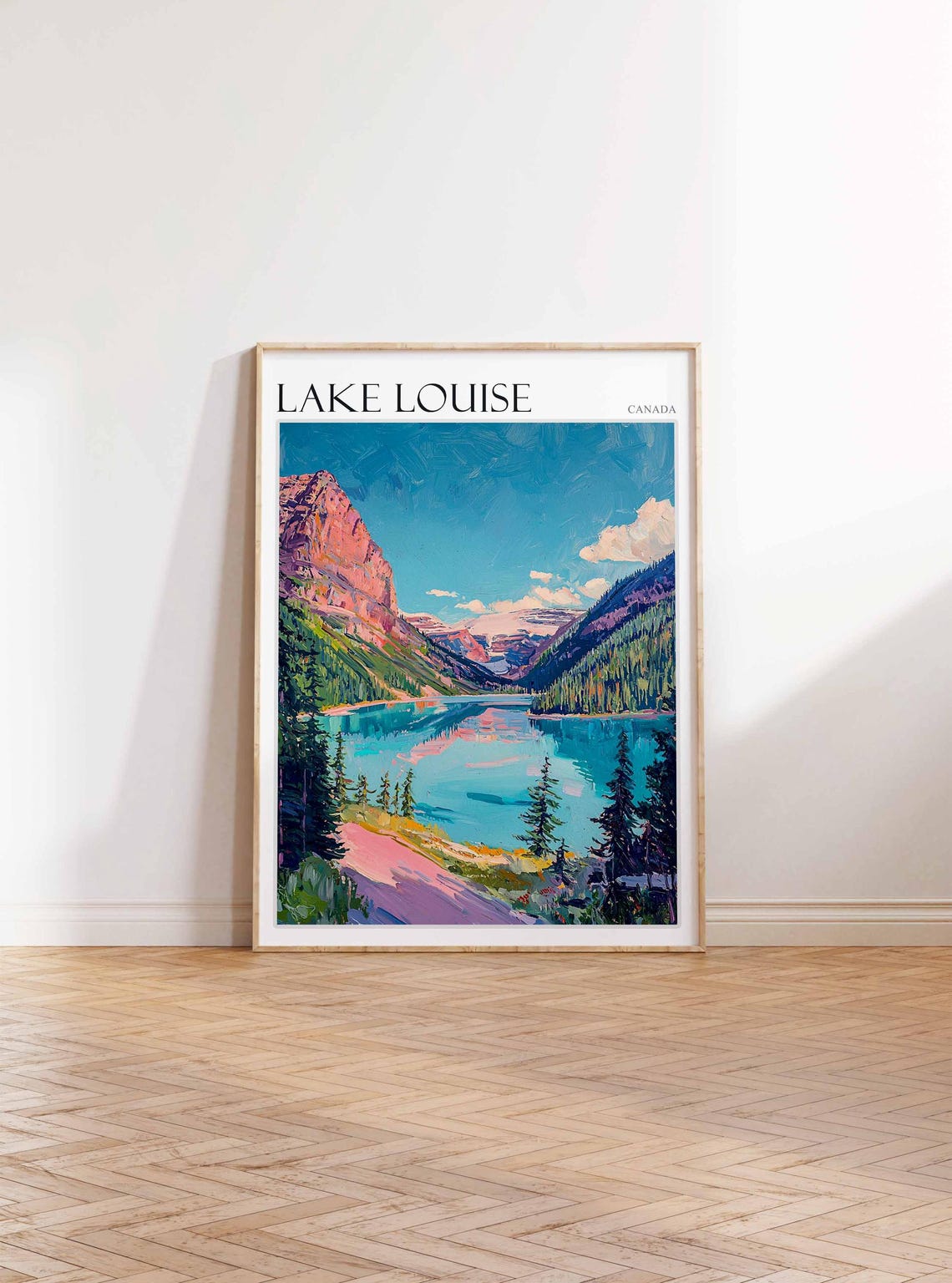 Lake Louise Canada Pink Path Pine Shore Turquoise Water Poster - Image 3
