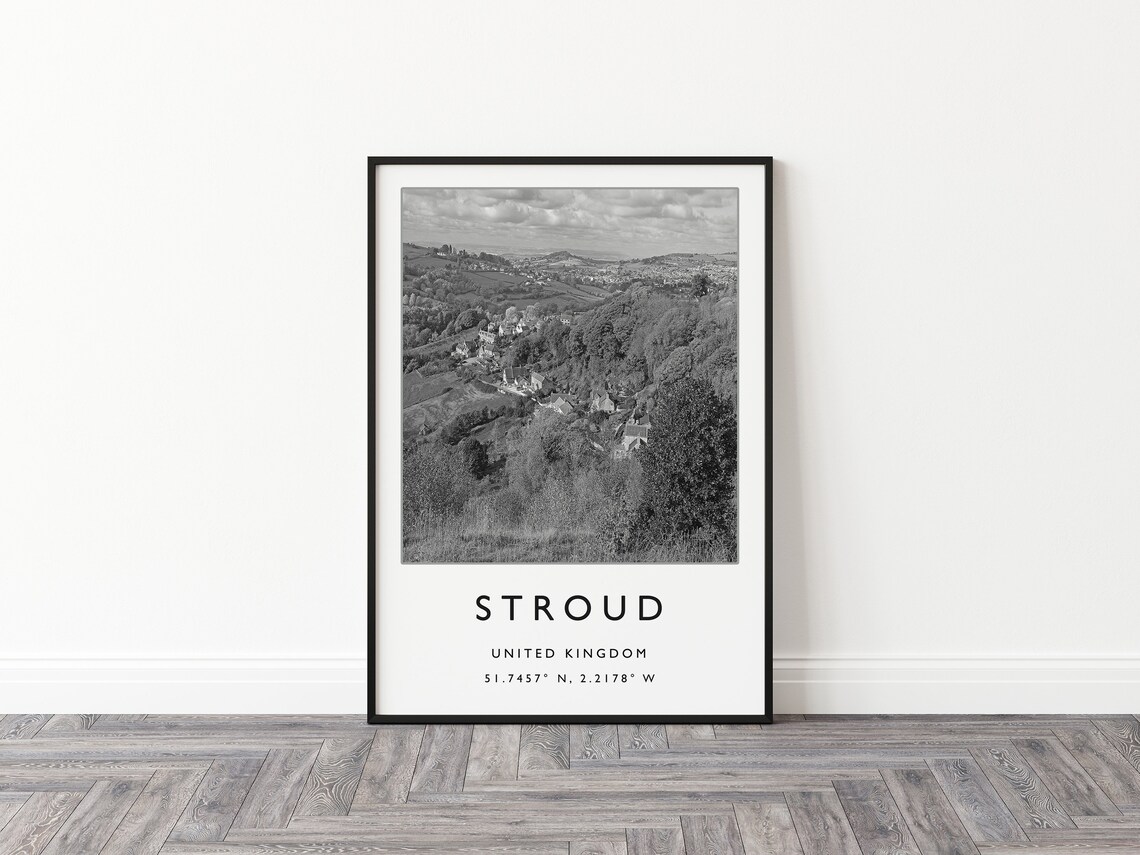 Stroud United Kingdom Valley Town Black White Photo Travel Poster - Image 2